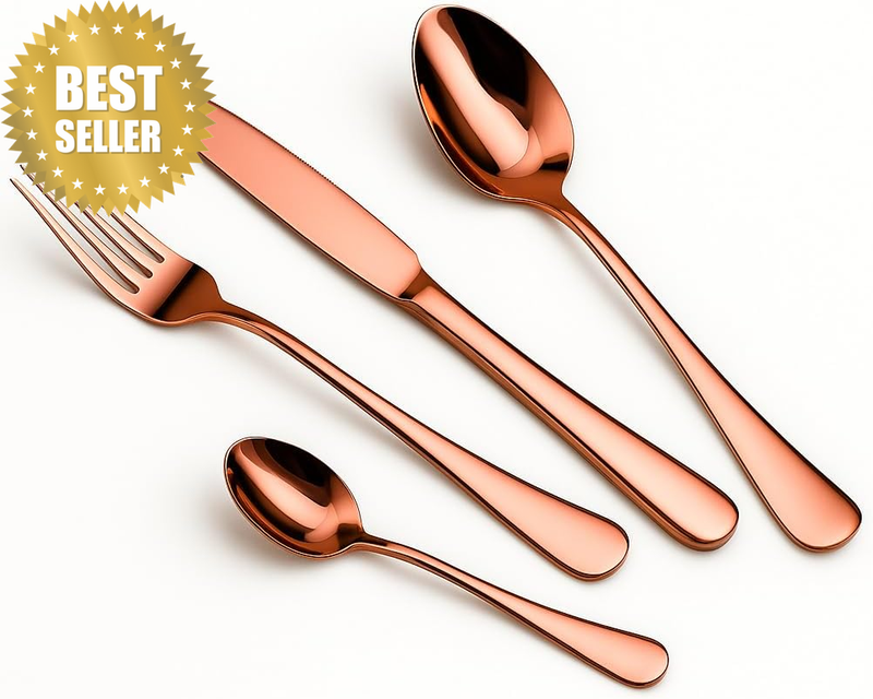 Cutlery Set Rose Gold 24 Pcs Stainless Steel Knife Fork Spoon Stylish Teaspoon K