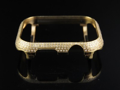 Pre-owned Jewelry Unlimited Series 4 Apple I Watch Diamond Yellow Steel 44mm Bezel Capsule Case 1.50 Ct