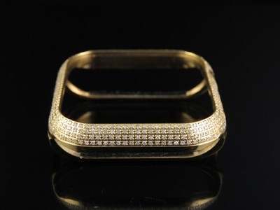 Pre-owned Jewelry Unlimited Series 4 Apple I Watch Diamond Yellow Steel 44mm Bezel Capsule Case 1.50 Ct
