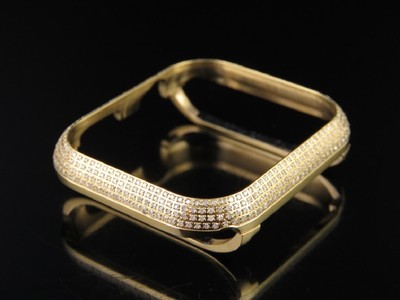 Pre-owned Jewelry Unlimited Series 4 Apple I Watch Diamond Yellow Steel 44mm Bezel Capsule Case 1.50 Ct
