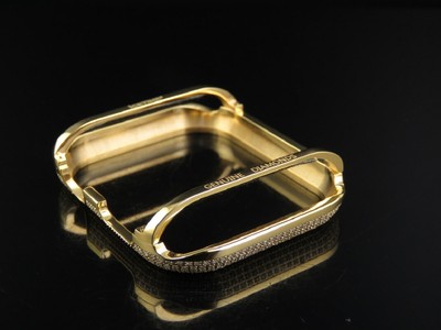 Pre-owned Jewelry Unlimited Series 4 Apple I Watch Diamond Yellow Steel 44mm Bezel Capsule Case 1.50 Ct