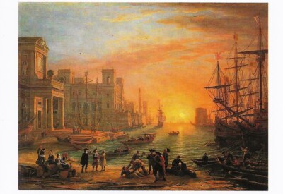 Postcard Claude Lorrain ''Port de mer au soleil conchant'' 1639 The Louvre MINT