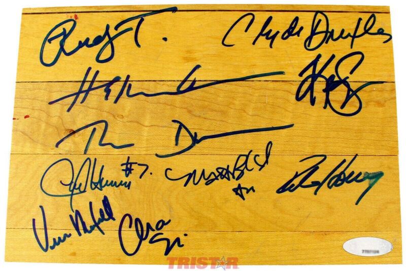 Houston Rockets 1994-95 Champions Team Signed Auth Summit Floor Piece TRISTAR