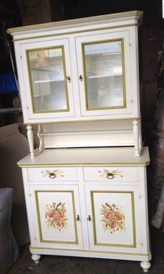 CREDENZA  CRISTALLIERA   NAPOLETANA DIPINTA A MANO  DECORTA