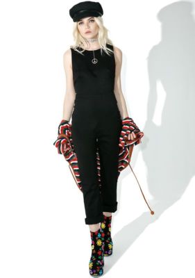 

НОВИНКА WILDFOX Couture, черные саржевые укороченные брюки без рукавов Nikia, облегающий комбинезон, Черный