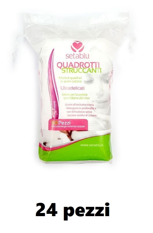Set 24 Pz Confezione 50 Quadrotti Struccanti Cotone Ultradelicati dfh