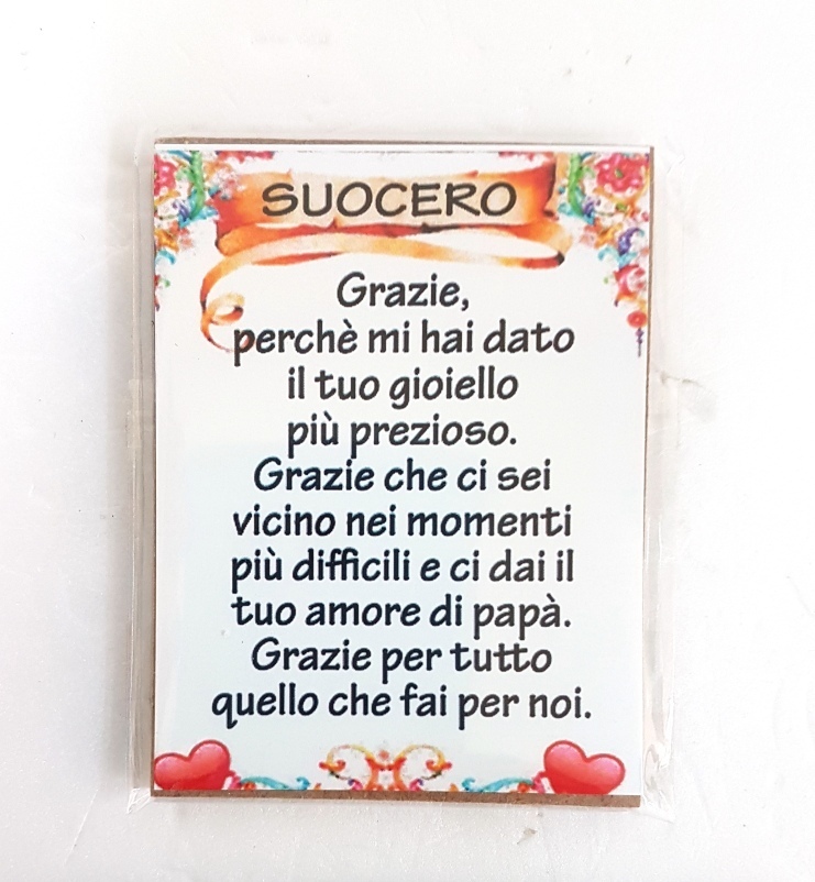 Calamita Magnete Magnetino Rettangolare Idea Regalo Frasi Dedica Suocero moc