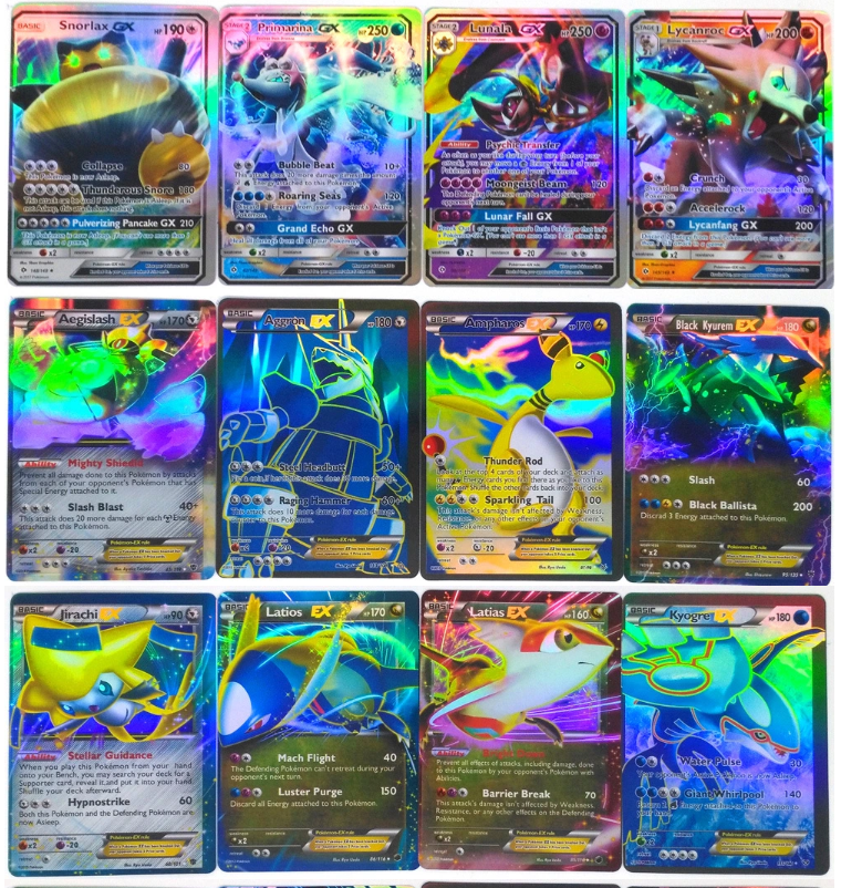 10 Stück Pokemon Karten GX Sammlung Keine Doppelten Zufällige GX und EX Karten