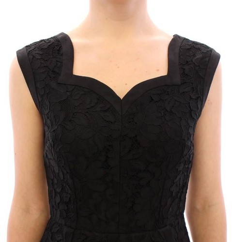 Pre-owned Dolce & Gabbana Dolce&gabbana Women Black Dress Cotton Blend Floral Lace A-line Shift Bodycon