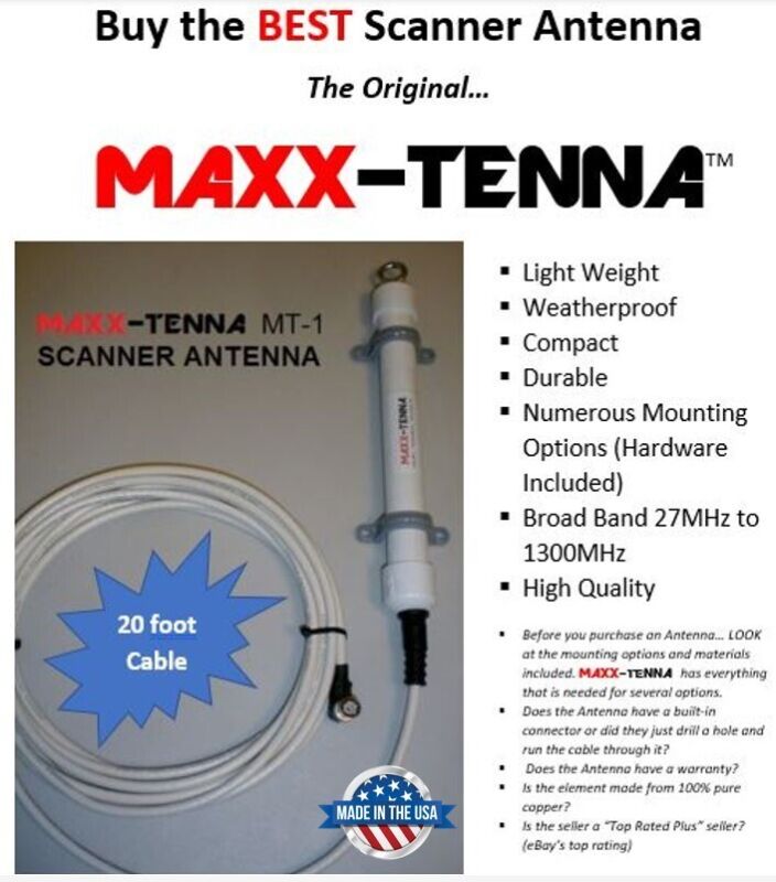 MAXX-TENNA in/outdoor Air, Police, Fire, EMS, Marine Scanner Antenna & 20