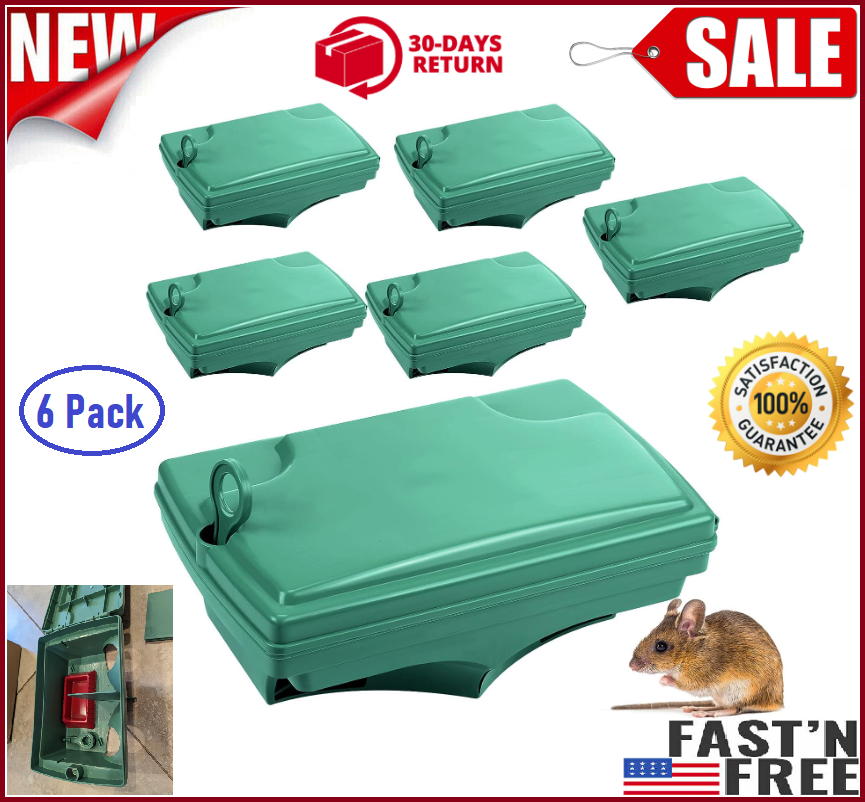 6 Pack Rodent Bait Box Mouse Mice Home Hotel Pest Control