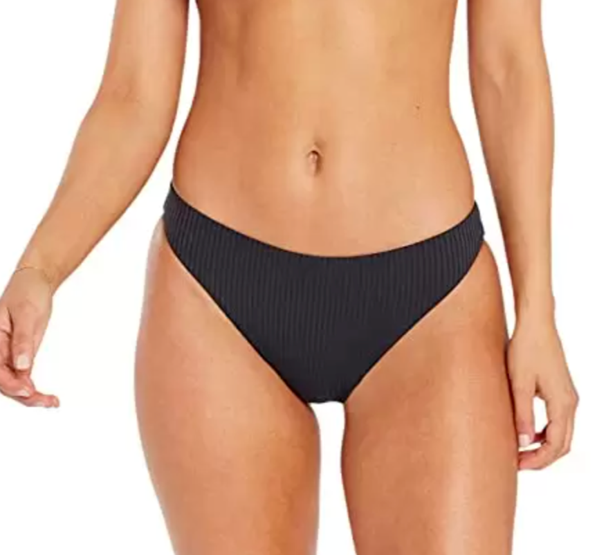 Vitamin A L74052 Womens Black Ribbed Midori Swim Bottoms