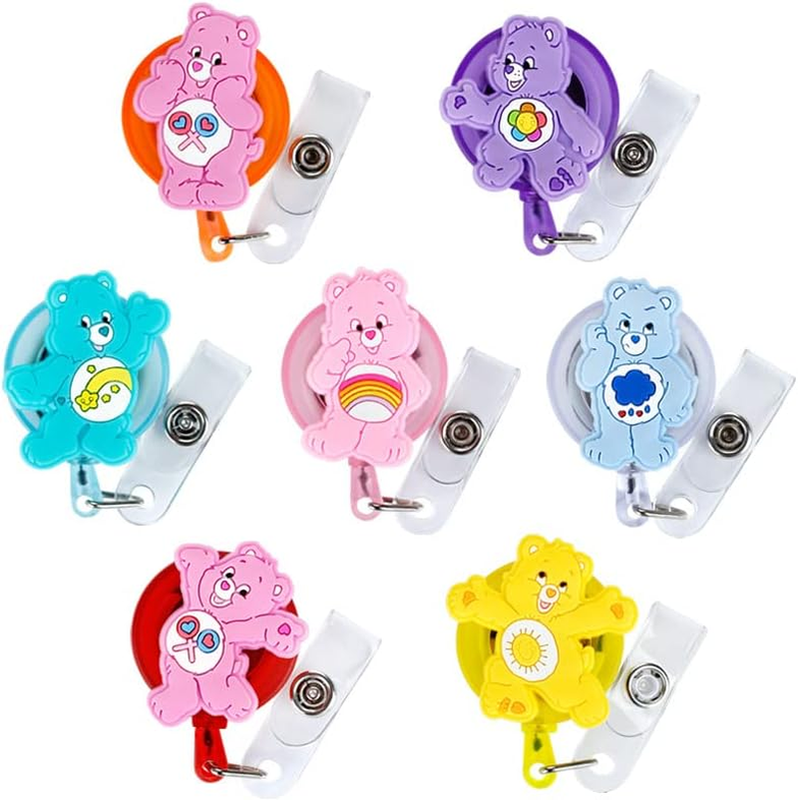7Pcs Retractable Badge Holders. Cartoon Cute Retractable Badge Reel, Badge Reel