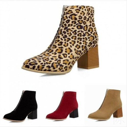 New Fashion Women's Ankle Boots Chunky Mid Heel Pointy Toe Buy Women's Mid Heel Pumps Thick Heel Pointed Toe Solid