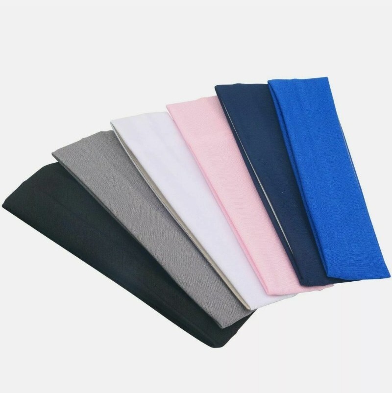 HEADBAND Thin Stretch Sports Yoga Gym Hair Band Wrap Sweatband Womens Mens 2Pack