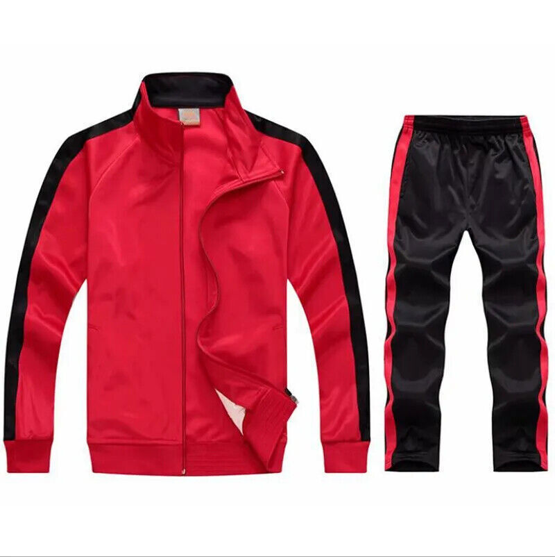 2 Piece Set Tracksuit Mens Sweatsuit Sportswear Men Jacket +