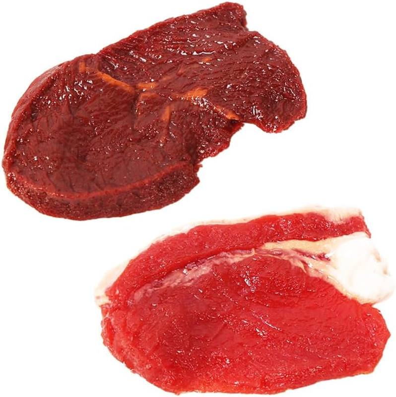 2 Pcs Fake Fresh Meat Artificial Pork Steak Raw Beef Lifelike Meat for Table Cab