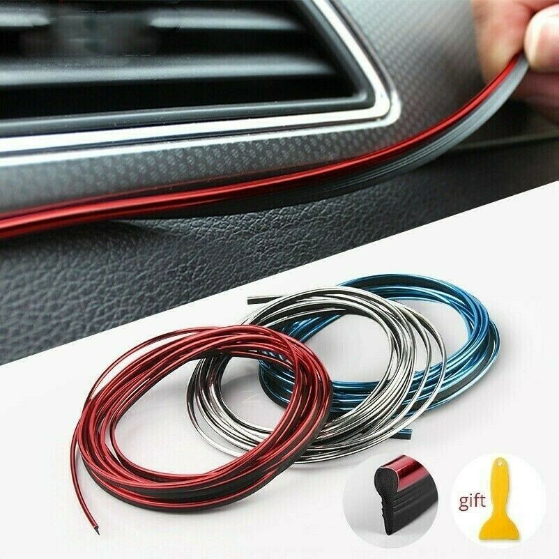 Red 5M Car DIY Interior Decor Door Sticker Moulding Styling Strip Trim Line EAN