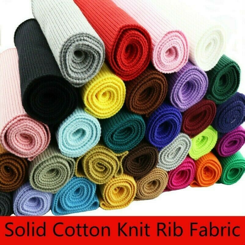 Cotton Knit Rib Fabric Sweater Jacket Waistband Cuffs Ribbed Trim Stretch