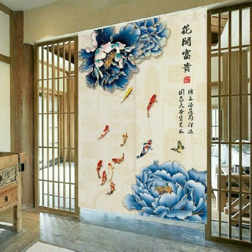 Noren Porta Ingresso Tendine Cinese Peonia Cotone Lino Drappi Divisorio Nlk