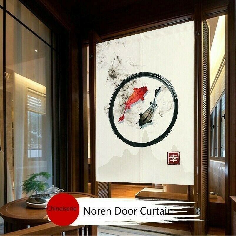 Chinoiserie Noren Door Curtain Hanging Room Divider Blind Feng Shui Decor