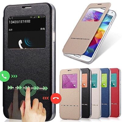 Slim Window View Leather Flip Stand Smart Case Cover Skin For Samsung Galaxy S