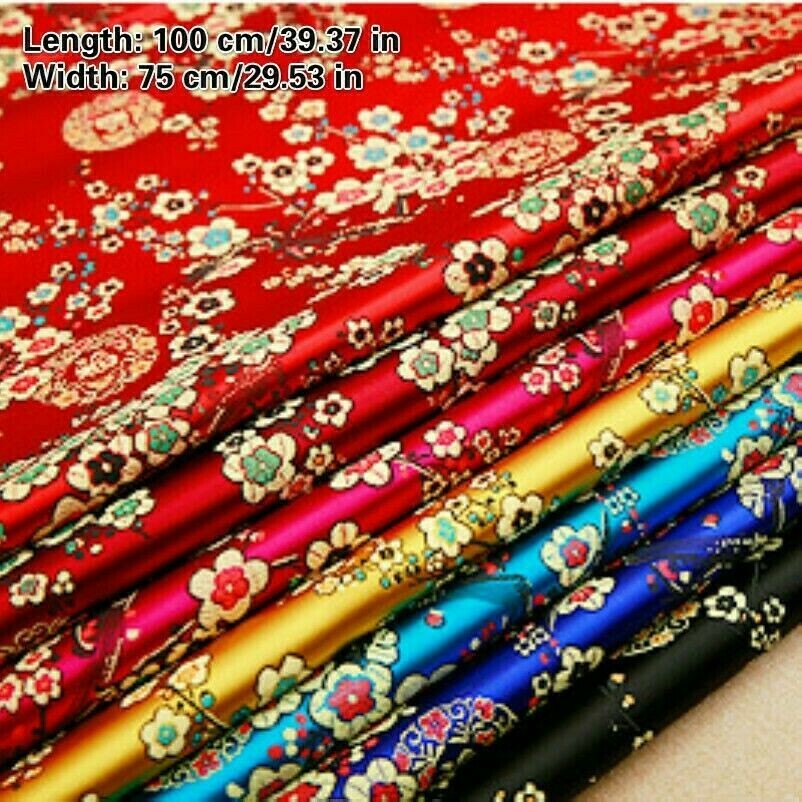 Brocade Damask Fabric Jacquard Plum Blossom Upholstery Costume By Metre