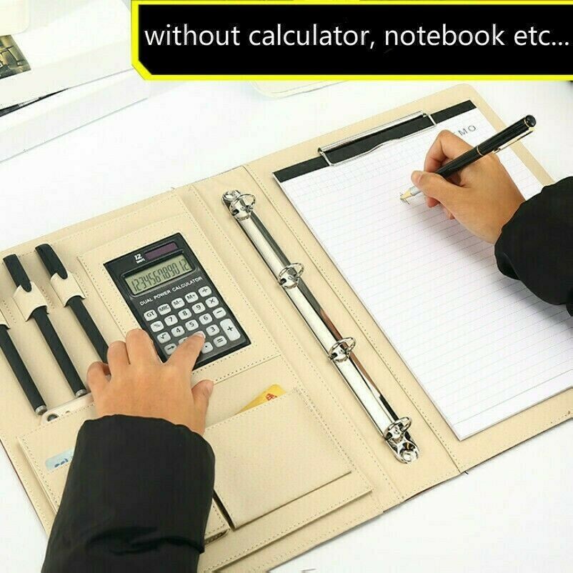 A4 Document File Folder PU Leather Conference Notebook Briefcase Padfolio EAN
