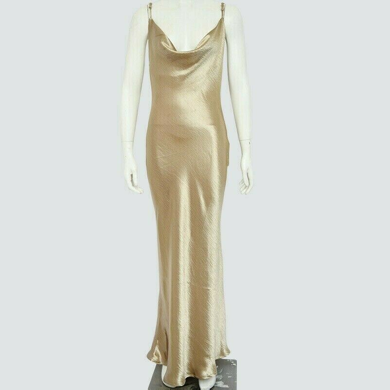 Damen Seidiges Satin Unterkleid Abend Abendkleid Rückenfrei Slim Nachtwäsche