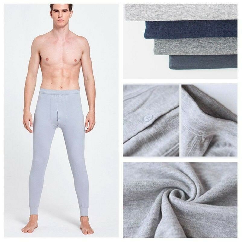 Men Cotton Long Johns Loungewear Pajamas Bottom Trouser Pant Underwear Nightwear