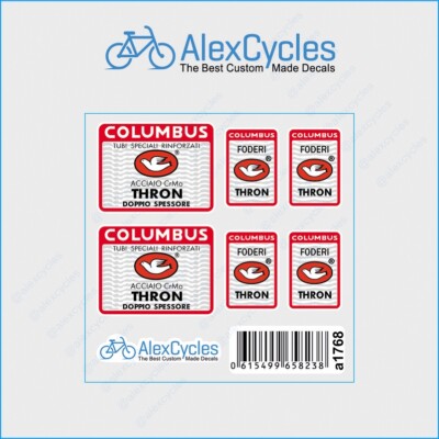 Bicycle Columbus THRON Doppio Spessore Foderi CrMo Frame & Fork Decals Stickers