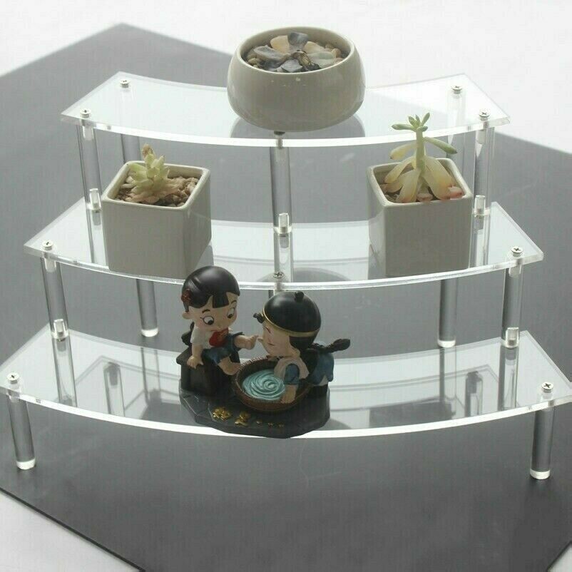 3 Tier Acrylic Display Shelf Stand Showcase Action Figure Toy Cosmetics Plinth