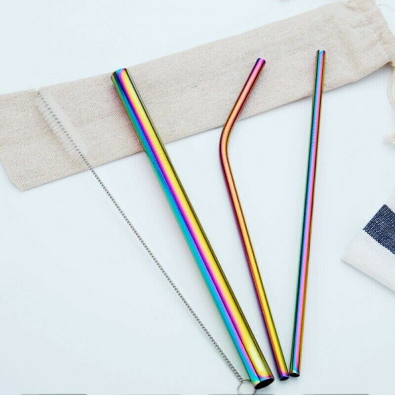Reusable Stainless Steel Straw Storage Bag Metal Drinking Straws Organizer