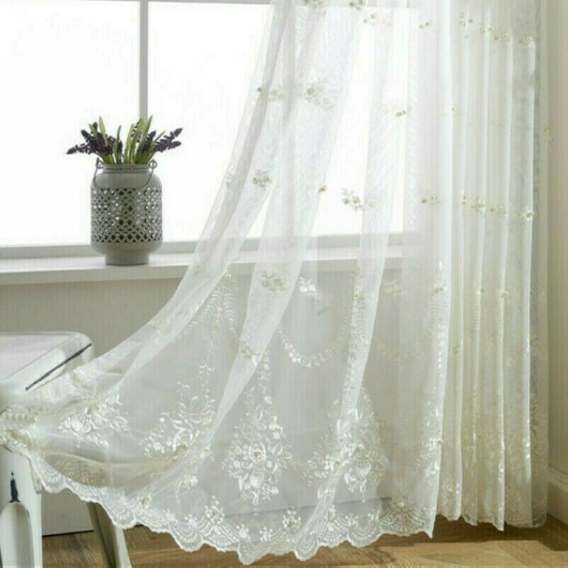 embroidery-bead-voile-net-curtain-pelmets-tulle-window-panel-drape-sheer-flower