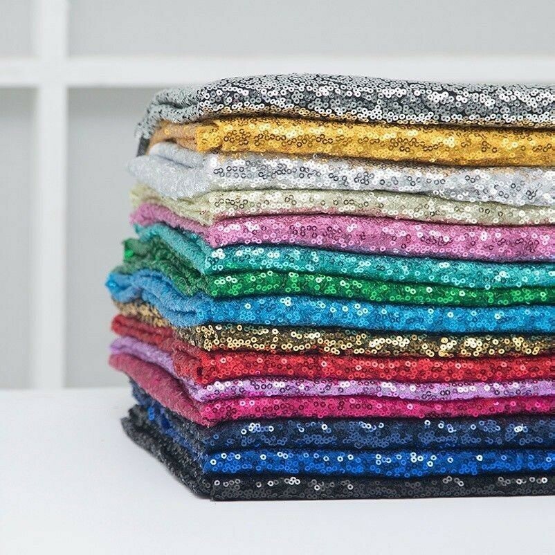 3mm Sequin Fabric Sparkly Shiny Bling Material DIY Table Cloth Dress Metallic