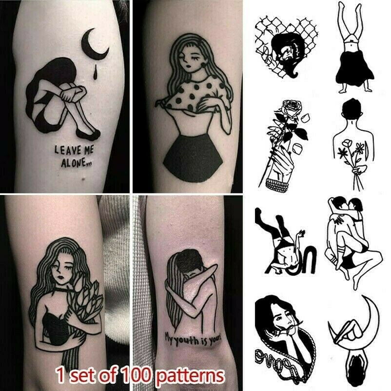 100 PCS Temporary Tattoo Sticker Paste Waterproof Sweat Disposable Body Art