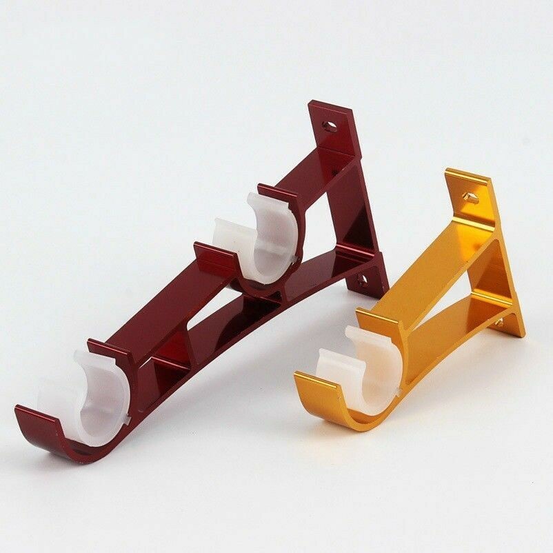1 Pair Curtain Rod Bracket Holder for 25-30 MM Pole Single/Double Groove Thick