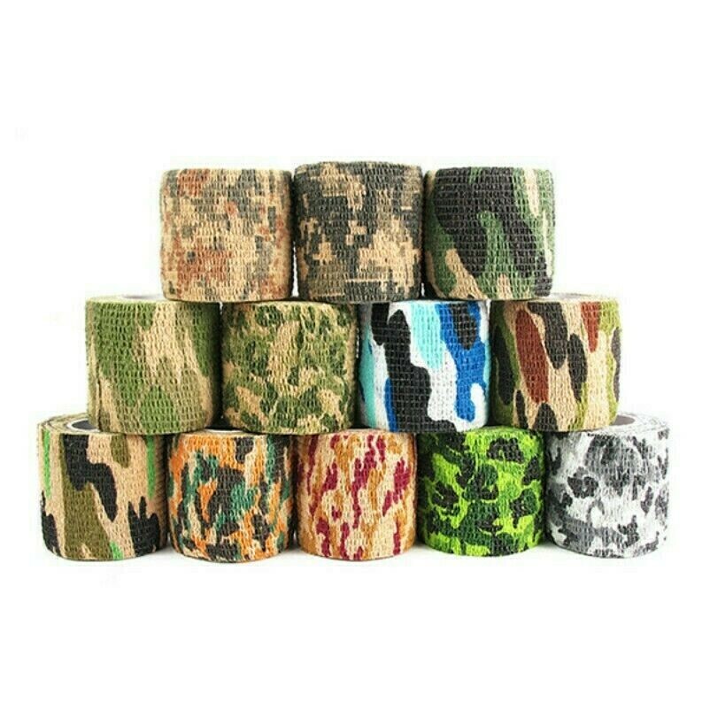 1 X Outdoor Self Adhesive Bandage Camouflage Elastic Wrap Tape Emergency Kit SHP