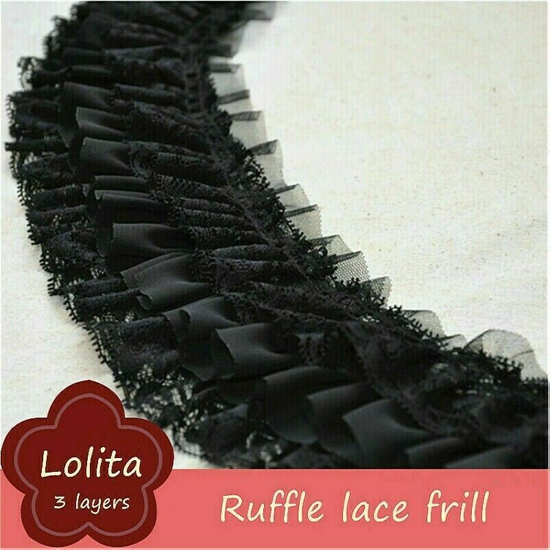 Finitura In Pizzo A 3 Strati In Chiffon Con Pieghe E Ruffle Lolita NR9