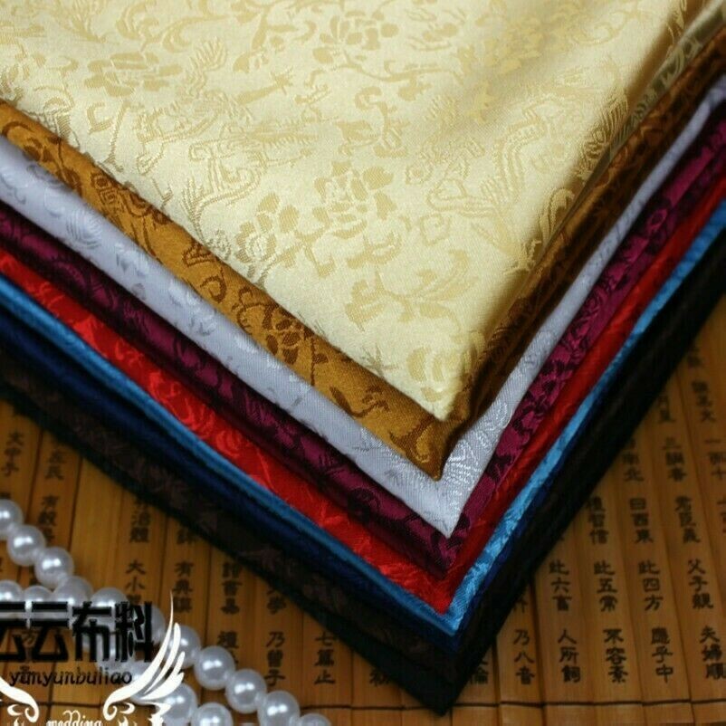 Jacquard Floreale Broccato Raso Finta Seta Tessuto Cinese Rétro Vestiti