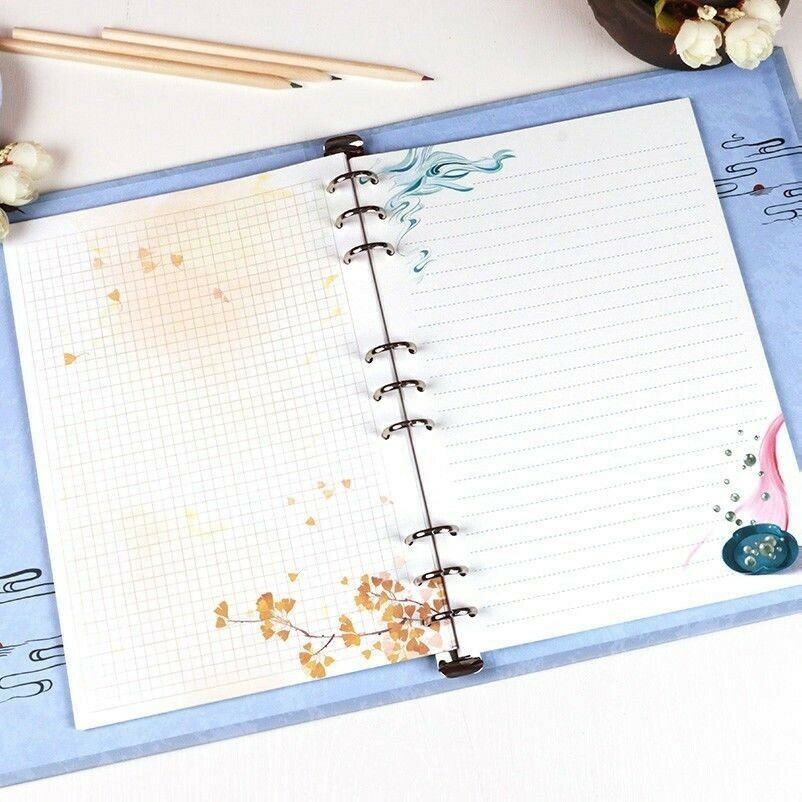 30Pcs Loose Leaf Filler Paper For 9 Holes B5 Notebook Diary School Print Vintage