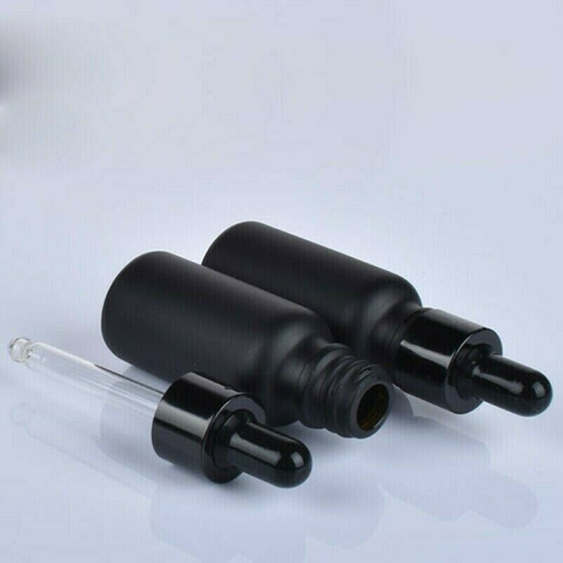 5PCS Black Glass Dropper Empty Bottles Liquid Pipette Small Storage Container