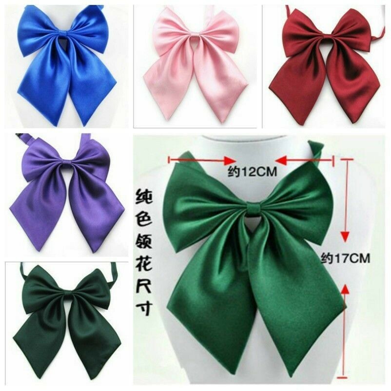 2X Women Satin Silky Plain Bowknot Formal Work Uniform Bow Tie Necktie Accessory