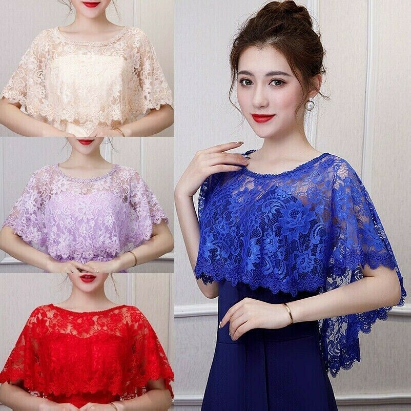Sposa Floreale Pizzo Scialle Fasce Donna Banquet Tippet Stole Matrimonio Tulle