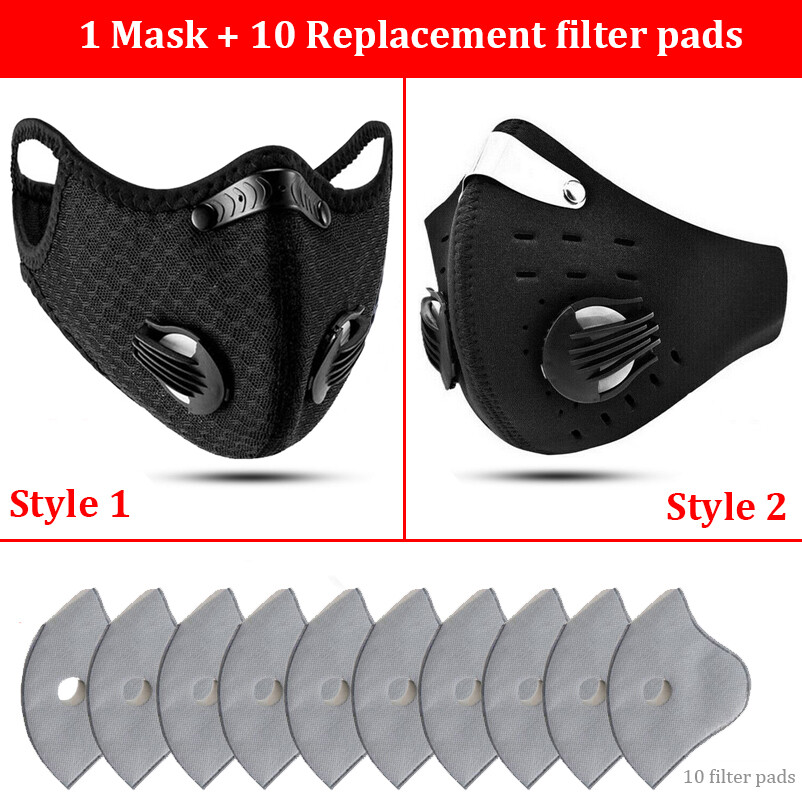 1 Mask+10 Filters Washable Face Mask Activated Carbon Filters Cycling Mouth Mask eBay