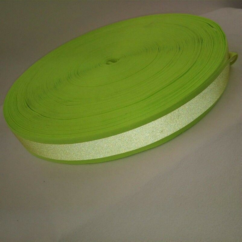 3cm Sew on Reflective Webbing Strip Tape Trim Fabric Fluorescent Yellow By Metre