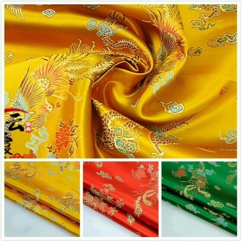 Dragon Phoenix Damask Fabric Chinese Satin Hanfu Costume Material By Metre