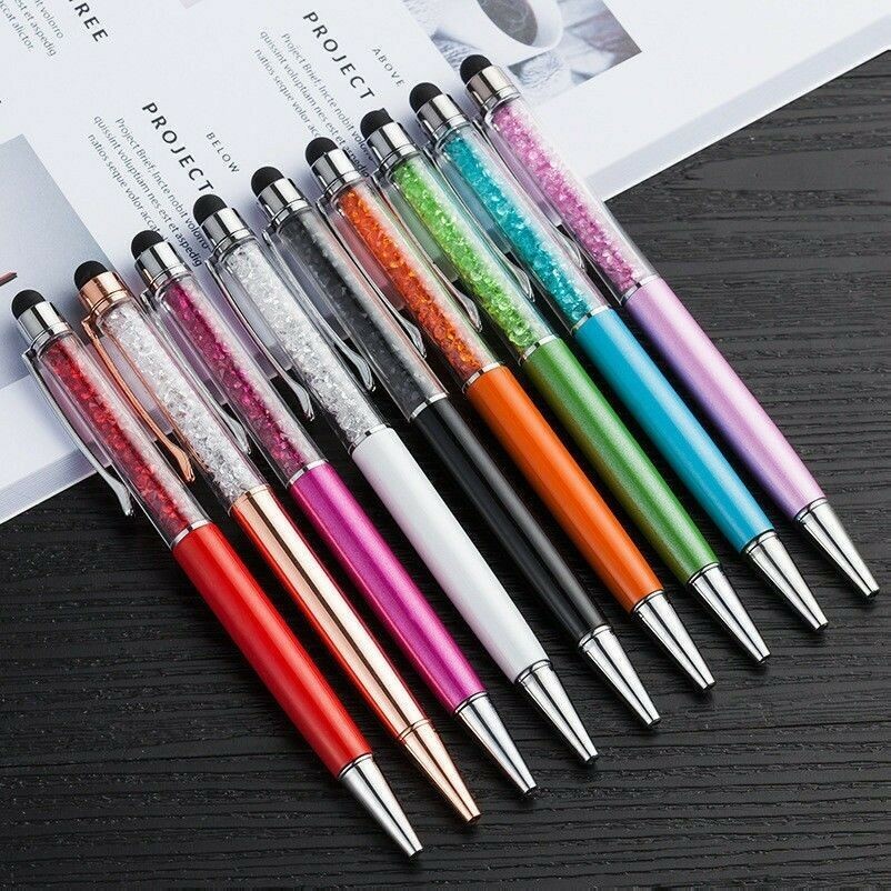 5 X Crystal/Gold Foil Ballpoint Pens Touch Screen Metal Pen Gift Advertising