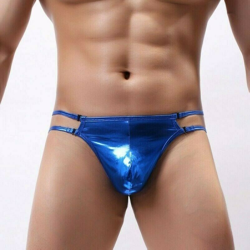 men-metallic-thongs-underwear-shiny-gstring-faux-leather-pouch-holographic-nr9