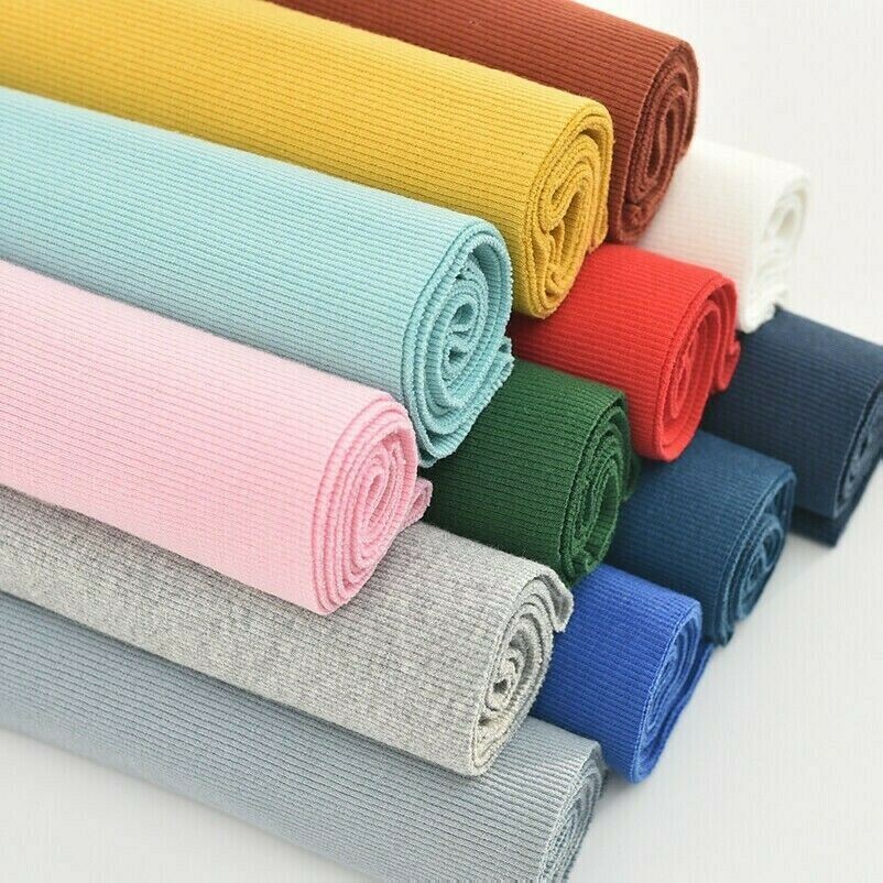 Solid Stretch Knit Cuff Waistband Leg Arms Rib Trim Jersey Ribbed Fabric